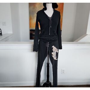 Just IV Me Black Track Pants & Joggers with Artistic Design Size M